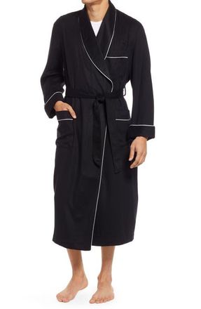Majestic International Woven Cashmere Robe in Blackness W/Silver Braid at Nordstrom, Size X-Large