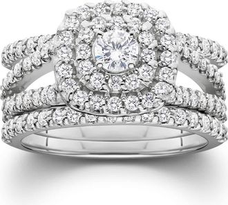 Pompeii3 1 1/4Ct Diamond Engagement Wedding Ring Set White Yellow Rose Gold or Platinum
