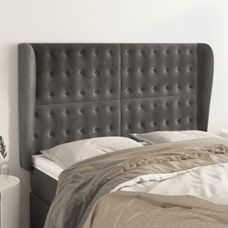 vidaXL Cabecero Con Orejas De Terciopelo Gris Oscuro 147x23x118/128 Cm Vidaxl
