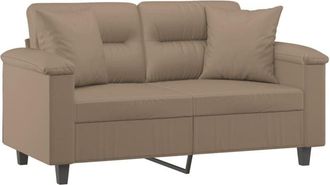 vidaXL Sof&aacute; De 2 Plazas Con Cojines Cuero Sint&eacute;tico Capuchino 120 Cm Vidaxl