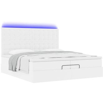 vidaXL Estructura Cama Otomana Colchones Cuero Sint&eacute;tico Blanco Vidaxl