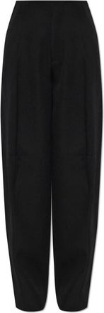 Victoria Beckham Broeken, Dames, Zwart, XS, Wol, Wolbroek Met Plooi