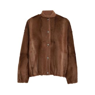 Brunello Cucinelli Jassen, Dames, Bruin, M, Leer, Bomberjack