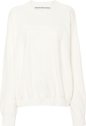 Alexander Wang logo-embroidered ribbed sweater - women - Polyester/Elastane/Polyamide - M - White