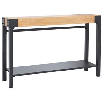 Hhg Tavolino Da Ingresso Hhg-989, Tavolo Da Salotto, Stile Industriale Retr&ograve; In Legno 82x120x31cm, Naturale E Metallo Nero
