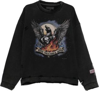 Who Decides War by Ev Bravado Moon Graphic Distressed Sweatshirt