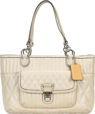 Coach Beige Leather Tote Bag (Pre-Owned)