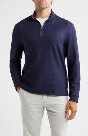 Johnnie-O Mikey Printed Quarter Zip Pullover in Navy at Nordstrom, Size Xx-Large