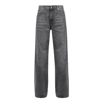 Roy Rogers Jeans, Dames, Grijs, W25, Katoen, Super Wide Leopard Jeans