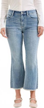 Judy Blue Mid Rise Frayed Hem Kick Flare Jeans In Light Wash