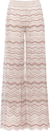 D.exterior Beige Lurex Geometric Straight-Leg Pants