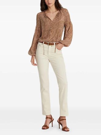 Lauren Ralph Lauren printed balloon-sleeve blouse - women - Recycled Polyester/Recycled Polyester - S - Brown