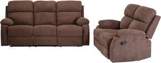 Vente-Unique Sof&aacute; relax de 3+2 plazas de tela TOLZANO - Marr&oacute;n