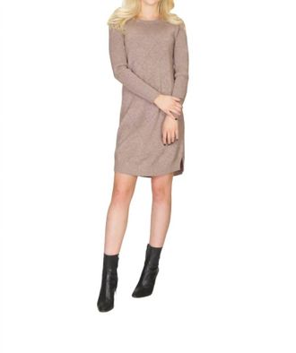 Papillon Knot Diamond Design Knit Sweater Dress In Tan