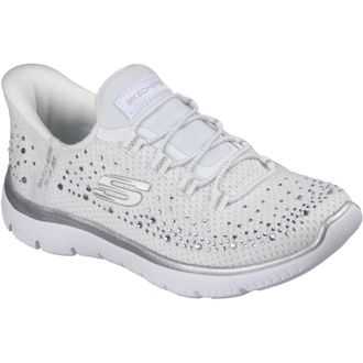 Skechers Summits Brilliant Shine Textiel Dames Witte/Zilveren Sneakers