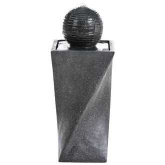 Beliani Fuente De Agua Led Para Jard&iacute;n Exterior Cascada Enchufe Resina Gris Grafito Acquacheta