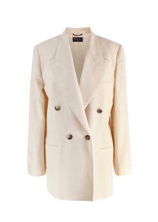 Loro Piana Cream Double Breasted Linen Blazer Size XL