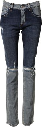 Dolce & Gabbana Blue Two Tone Cotton Men Skinny Denim Jeans Co+02 Clothing