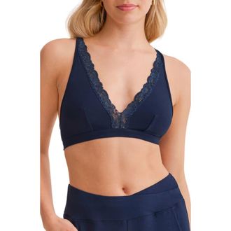 Fleur't Lace Trim Bralette in Ink at Nordstrom, Size X-Small