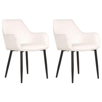 Beliani Beliani - Moderno Conjunto De 2 Sillas De Comedor De Terciopelo Puntadas Verticales Patas De Metal Retro Glamour Blanco Crema Wellston