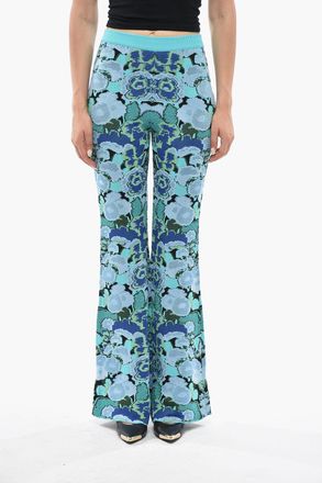 Stella McCartney Pantaloni in Jacquard Floreale a Gamba Svasata Stella McCartney