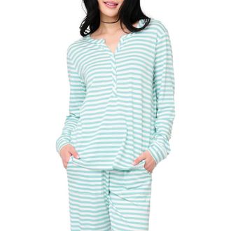 Gibsonlook Serene Mornings Henley Top in Mimosa Stripe at Nordstrom Rack, Size Xx-Large