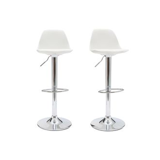 Miliboo Lote De 2 Taburetes De Dise&ntilde;o Blancos Steevy