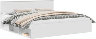 vidaXL Bed Frame with Headboard White 200 x 200 cm Solid Pine Wood vidaXL
