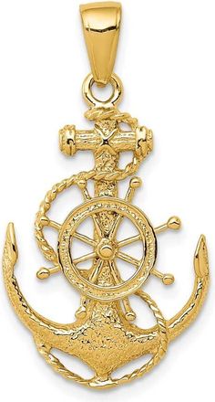 Diamond2Deal 14k Yellow Gold Medium Anchor Wheel Pendant