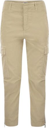 Dondup Eve Velvet Cargo Pants - Dames - Slim Fit Broeken - Beige - W29 - Katoen - Broeken