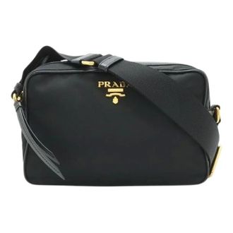Prada Pre-owned Cross Body Bags, female, Black, Size: ONE SIZE Pre-owned Nylon Leather 2way Shoulder Bag