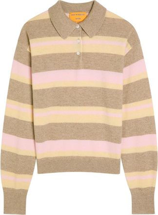 Guest In Residence Collegiate Striped Cashmere Polo Shirt - Stripe - S (UK8-10 / S)