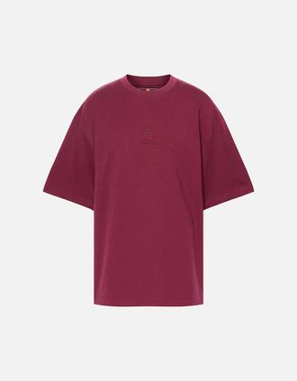Timberland Mens Hampton Stack Logo Tee Burgundy - Red - Size: 38