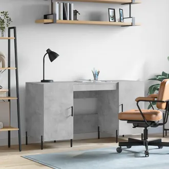 vidaXL Escritorio Madera De Ingenier&iacute;a Gris Hormig&oacute;n 140x50x75 Cm Vidaxl