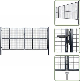 vidaXL The Living Store Cancello da Giardino in Rete di Acciaio Zincato 400x175 cm Grigio - Cancelletto in acciaio zincato