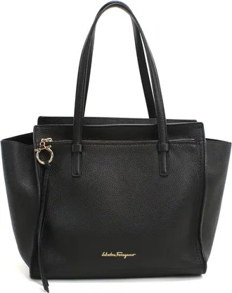 Ferragamo Black Leather Tote Bag (Pre-Owned)