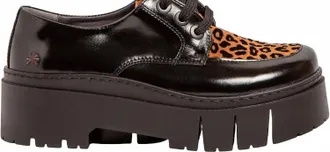 The Art Company Womens 1765 Leeds Platform Loafers In Black Shiny With Leopard