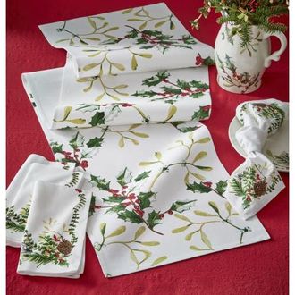 Tag Mistletoe and Holly Table Runner Cotton Winter Decor Multicolor in Multicolored at Nordstrom