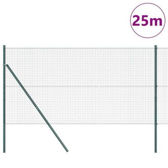 Berkfield Home Green Welded Wire Fence with 13 Posts Green 1.2x25 m Steel