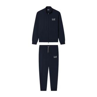 Emporio Armani Training Sets, male, Blue, Size: XS Pure cotton tracksuit