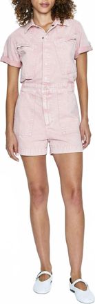 Pistola Denim Campbell Aviator Romper In Rose Quartz