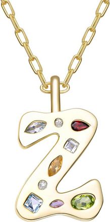 Genevive 14K Plated Cz Alphabetical Necklace
