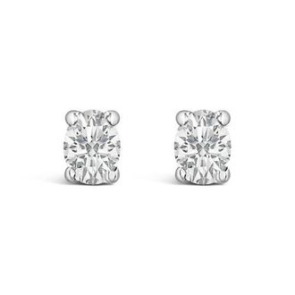 House of Brilliance 14K White Gold 1/4 Ctw Oval Lab-Grown Diamond Solitaire Stud Earrings at Nordstrom