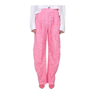 The Attico Pleated Wide-Leg Trousers - female - The Attico - Wide Trousers - Pink - S - Trousers