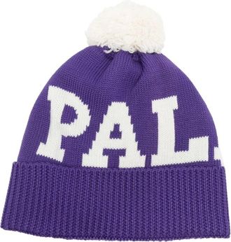 Palm Angels Logo Pomponmuts - Dames - Hoeden - Paars - ONE Size - Wol - Accessoires