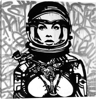 iCanvas Icanvas Silver Astro Canvas Wall Art