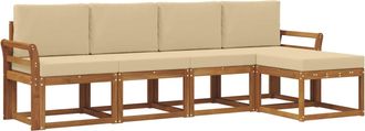 vidaXL Conjunto De Sof&aacute;s De Exterior 5 Uds. Natural Y Beige Vidaxl