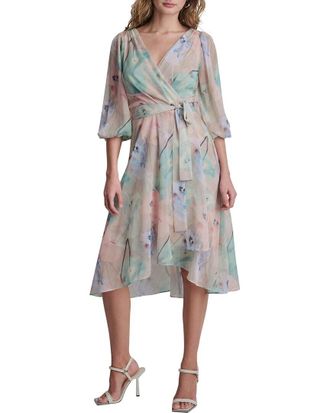 DKNY Faux Wrap Midi Dress