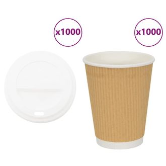 vidaXL Vasos De Caf&eacute; De Papel Con Tapa 1000 Uds 12oz 300ml Vidaxl