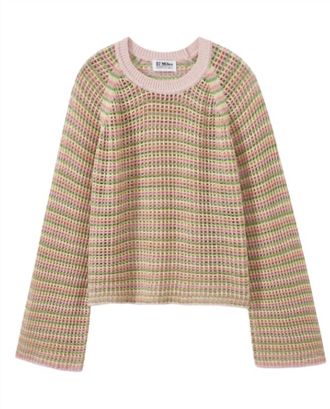 27 Miles Malibu Womens Casey Multi Color Open Stitch Pullover In Pink